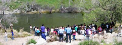 Students at the river